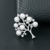 Baiduqiandu Cubic Zircon and Simulated Pearls Tree Brooch Pin