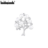Baiduqiandu Cubic Zircon and Simulated Pearls Tree Brooch Pin
