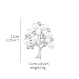 Baiduqiandu Cubic Zircon and Simulated Pearls Tree Brooch Pin