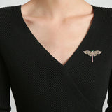 CZ Flying Dragonfly Brooch Green/Pink/White/Gold Insect Animal
