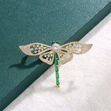CZ Flying Dragonfly Brooch Green/Pink/White/Gold Insect Animal