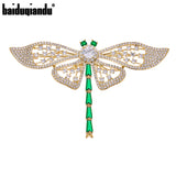CZ Flying Dragonfly Brooch Green/Pink/White/Gold Insect Animal