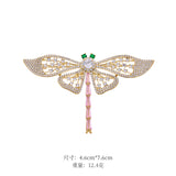 CZ Flying Dragonfly Brooch Green/Pink/White/Gold Insect Animal