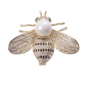 Baiduqiandu Plated Bee Brooch With Pearl High Insect Brooches Pins