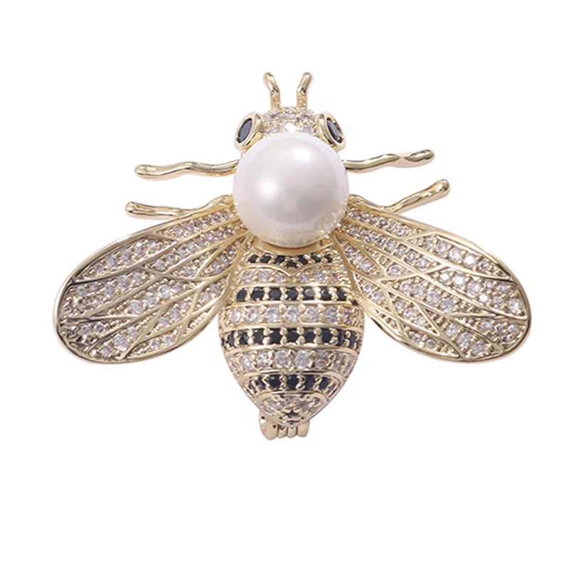 Baiduqiandu Plated Bee Brooch With Pearl High Insect Brooches Pins