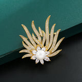 Baiduqiandu Women Men Brooches Pins CZ Cubic Zircon Flower Brooch