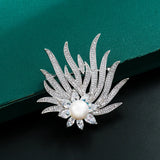 Baiduqiandu Women Men Brooches Pins CZ Cubic Zircon Flower Brooch