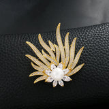 Baiduqiandu Women Men Brooches Pins CZ Cubic Zircon Flower Brooch