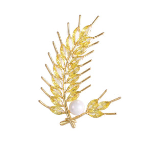 Baiduqiandu CZ Wheat Brooches Beauty Flower Pins