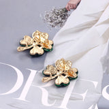 12 Crystal Green Leaf Brooch Lapel Pins Clothing Hijab Jewelry