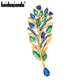 Colorful Feather Brooch CZ Leaf Plant Pin
