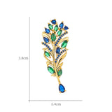 Colorful Feather Brooch CZ Leaf Plant Pin