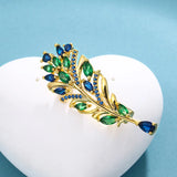 Colorful Feather Brooch CZ Leaf Plant Pin