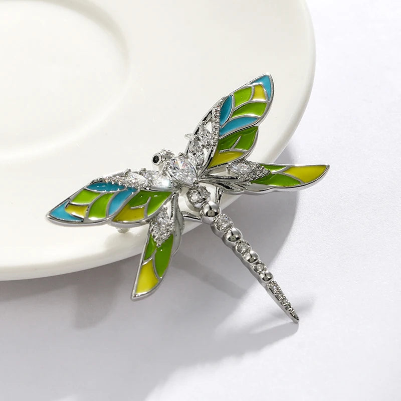 Zircon Dragonfly Brooch Insect Office Party Hijab Jewelry