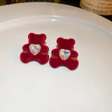 Green Bear Earrings Stainless Steel European American Personality