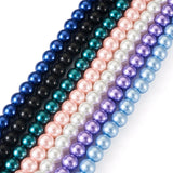 Pearlized Glass Pearl Round Bead 8~9mm for Jewelry Making DIY, 105Pcs/strand