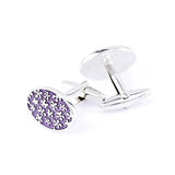 Purple Flower Enamel Cufflink Set for Men's Shirts