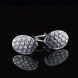 Purple Flower Enamel Cufflink Set for Men's Shirts