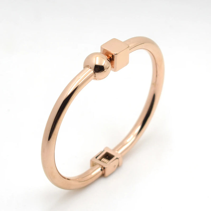 Stainless Steel Ball And Square Charm Bracelet For Men Women