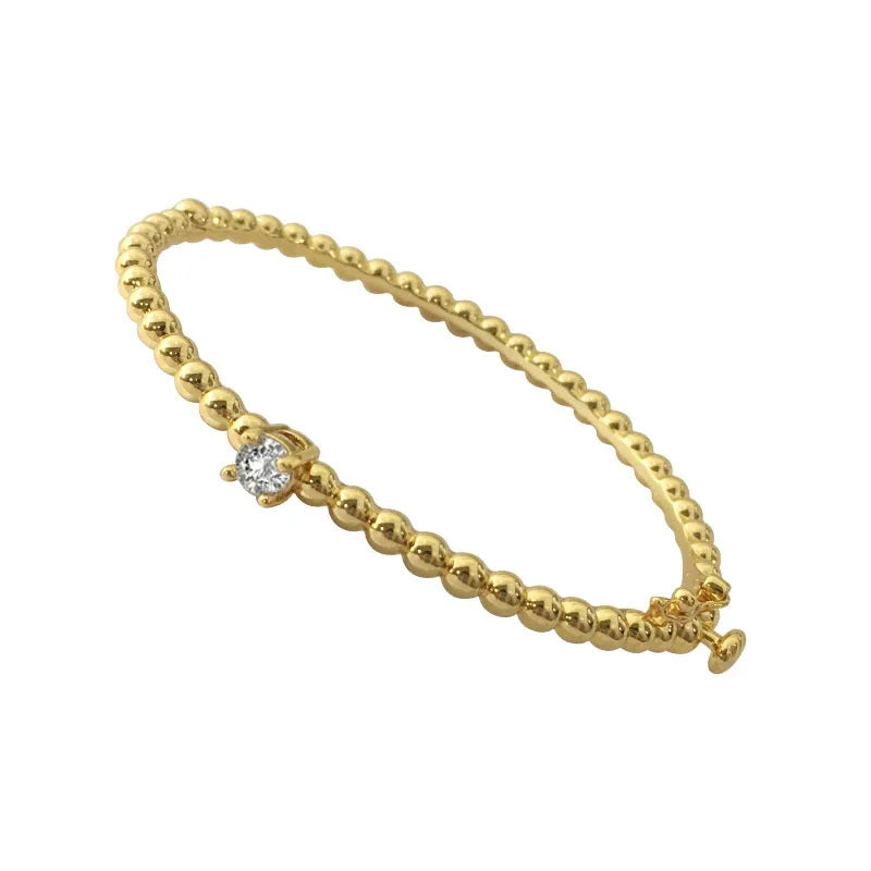 Ball Beads Cuff Bracelet CZ Stone Bangles Charms Jewelry