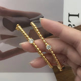 Ball Beads Cuff Bracelet CZ Stone Bangles Charms Jewelry