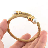 Stainless Steel Rose Cuff Bangle for Women