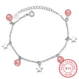 Strawberry Crystal Star Silver Bracelet for Women
