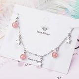 Strawberry Crystal Star Silver Bracelet for Women