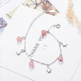 Strawberry Crystal Star Silver Bracelet for Women