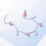 Strawberry Crystal Star Silver Bracelet for Women