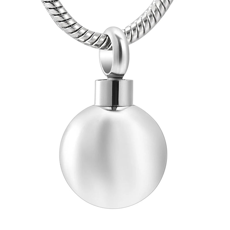 Stainless Steel Ball Urn Necklace for Ashes, Memorial Jewelry for Women Men