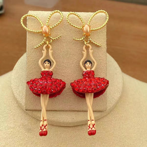 Ruby Bow Earrings for Ballerina Girl
