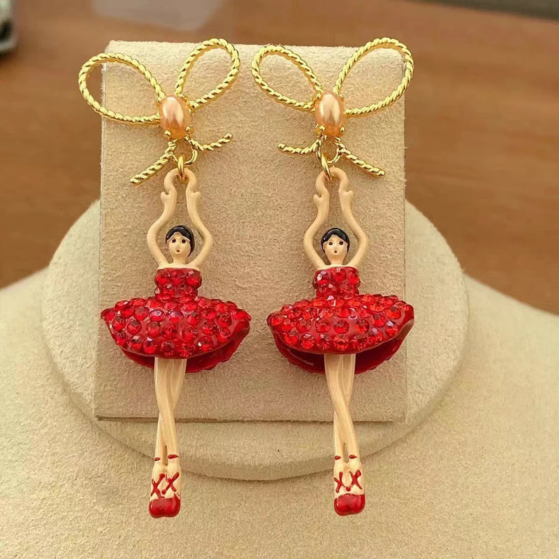 Ruby Bow Earrings for Ballerina Girl