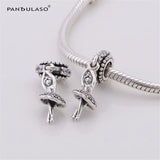 925 Silver Ballet Girl Dangle Charm Bead for Bracelets
