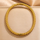 Bamboo Beads Punk Plated Bangles Stainless Steel Bracelet