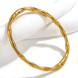 Bamboo Beads Punk Plated Bangles Stainless Steel Bracelet