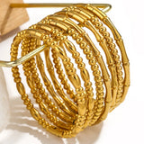 Bamboo Beads Punk Plated Bangles Stainless Steel Bracelet