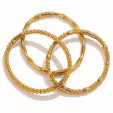 Bamboo Beads Punk Plated Bangles Stainless Steel Bracelet