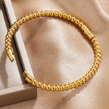 Bamboo Beads Punk Plated Bangles Stainless Steel Bracelet
