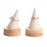 Bamboo Beige Fingertip Oblique Cone Ring Display Stand Case Ring Holder