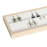 Bamboo Beige Earrings Holder Display Stand Tray Ear Stud Organizer Storage Tray