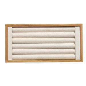 Bamboo Beige Jewelry Rings Display Holder Rack Stand Tray