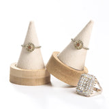 Bamboo Beige Velvet Fingertip Cone Ring Display Stand Case