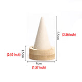 Bamboo Beige Velvet Fingertip Cone Ring Display Stand Case