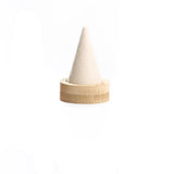 Bamboo Beige Velvet Fingertip Cone Ring Display Stand Case