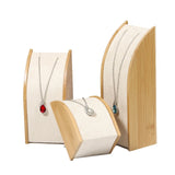 Bamboo Beige Velvet Jewelry Display Rack Necklace Pendant Organizer