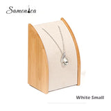Bamboo Beige Velvet Jewelry Display Rack Necklace Pendant Organizer