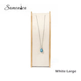 Bamboo Beige Velvet Jewelry Display Rack Necklace Pendant Organizer