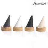 Bamboo Bevel Round Bottom Pointed Ring Display Rack Storage Stand Bracket