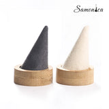 Bamboo Bevel Round Bottom Pointed Ring Display Rack Storage Stand Bracket